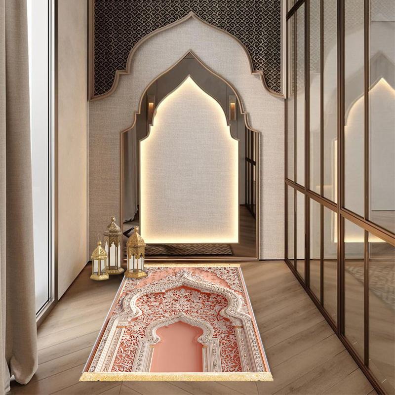 Muslim Prayer Rug Islamic Prayer Mat Indoor and Outdoor Foldable Prayer Mat Living Room Bedroom Carpet Home Decoration