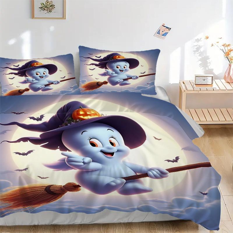 3pcs Flying Wizard Ghost Quilt Set - Soft and Comfortable Bedroom, Guest Room and Dorm Decor Bedding Set 1 Quilt Cover + 2 Pillowcases.L041