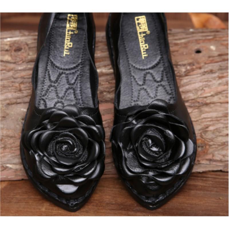 Women s Spring/Autumn Retro Ethnic Style PU Single Shoes Comfortable Soft Sole Elegant Mother Shoes 42