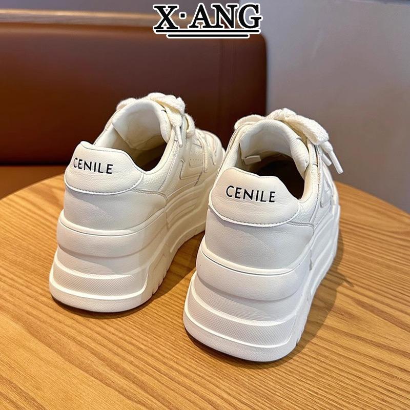Leather Platform White Shoes Children Spring and Summer New High Value Versatile Heightening Board Shoes Casual Sports Shoes