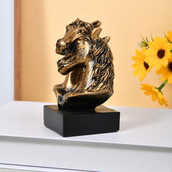 Doppelpferdekopf-Skulptur Harz Liebende Pferdefigur für Wohnzimmer Schlafzimmer Dekor Romantische Reiterstatue für Pferdeliebhaber Jubiläum