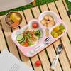 WORTHBUY Cartoon Plastic Divided Dinning Plate With Bowl Durable Bento Lunch Box For Kids Microwave Heatable Reusable Food Plate