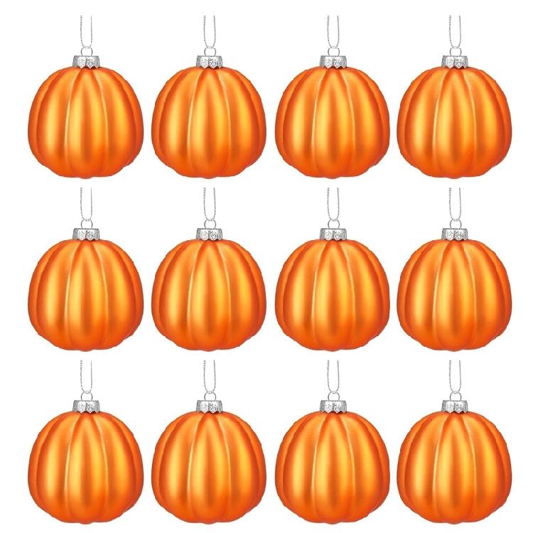 12Pcs Harvest Pumpkin Hanging Charm Halloween Pumpkin Baubles for Halloween Festivals Home and Parties Embellishment