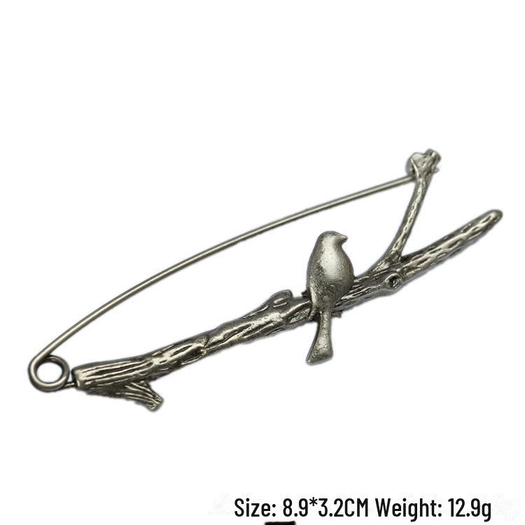 "Broșă Pin Pasăre Retro din Aliaj, Ramură de Bambus, pentru Cardigane de Damă"