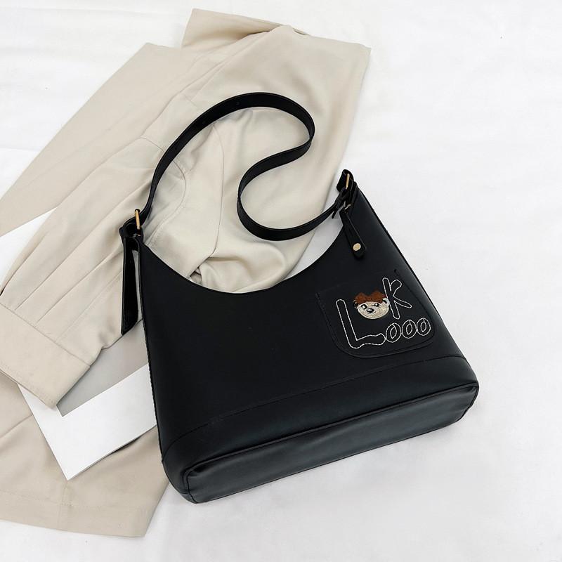 Trendy Black/brown/beige Pu Tote Bag With Stitching Detail Women s Retro Shoulder Bag чёрный