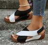 Fashion New Women's Contrast Color Wedge Sandals Summer Peep Toe Non Slip Beach Shoes Woman Comfortable Platform Roman Sandalias Mujer