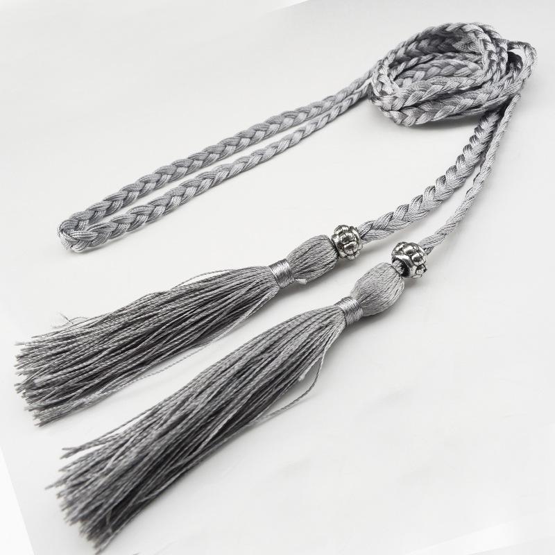 Damesleren riem in Koreaanse stijl met strik en kwastje tailleketting