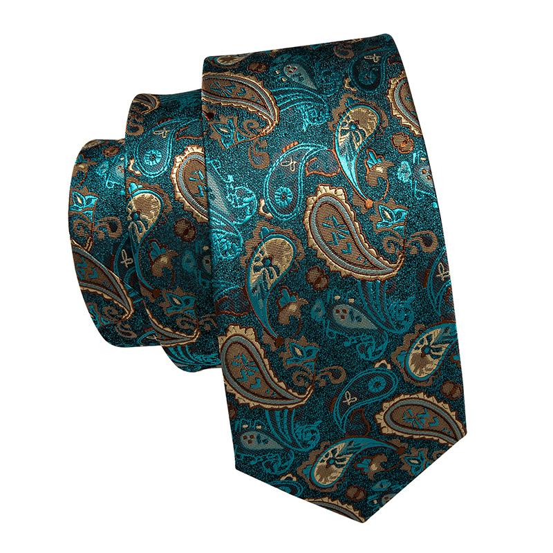 Dibangu Herren-Krawatte aus Seide, gestreift, modische Designer-Krawatte für Herren, Krawattenring, Einstecktuch, Manschettenknopf-Set, Business-Party