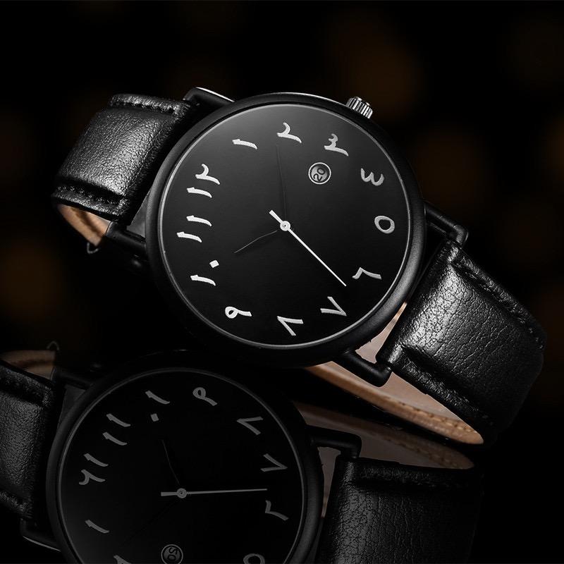 Men Watch Men's Fashion Quartz Watch Movement Black Leather Sports Clock Business Dress Watches