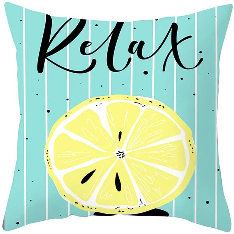 Tropical Style Fruit Cactus Printed Pillow Case Home Decor for Sofa Office Polyester Throw Pillow Cover Decorative Cushion Cover