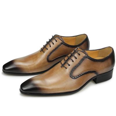 Fashion Hot Selling Men Shoes For Formal Business Dress Suits Handmade Genuine Leather Oxfords Footwear Wedding Party Black Khaki Color