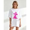 Black Oversized T Shirt With Pink Cross Print For Casual Wear