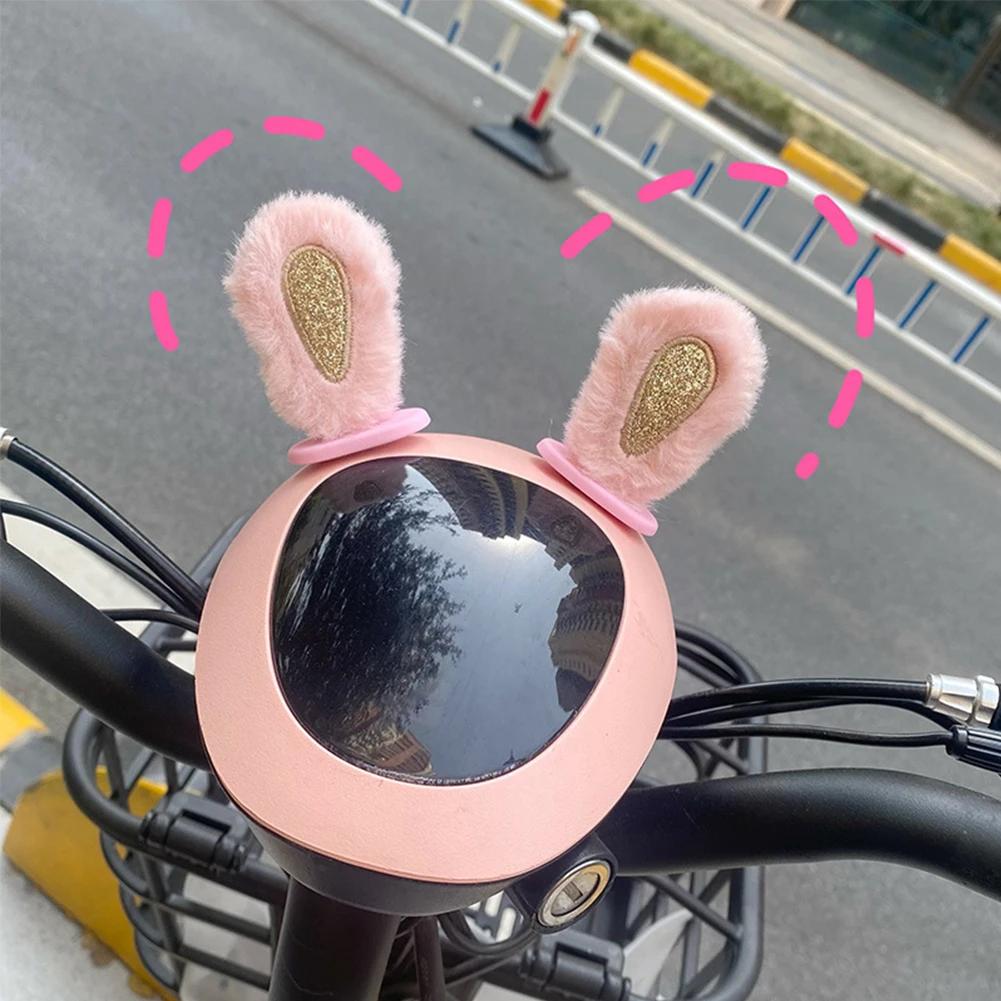 2Pcs Cute Car Rearview Mirror Decoration for Female Driver 3D Rabbit Ears Stickers Car Interior and Ornament