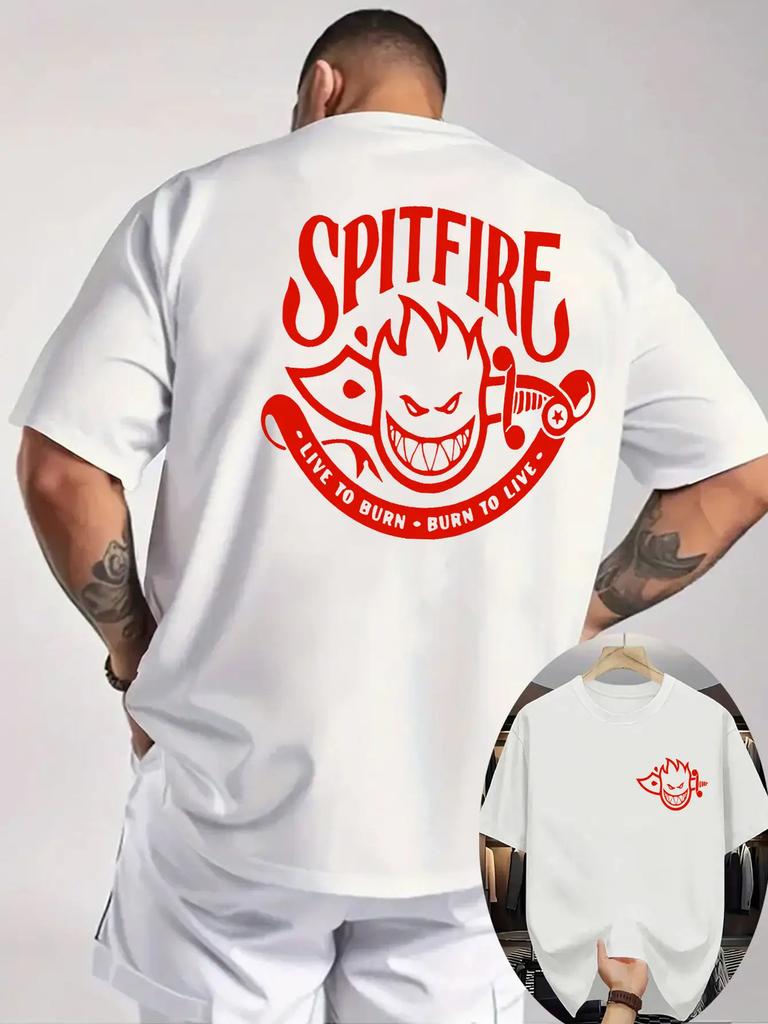 SPITFIRE Burns To Live Print Classic 100 Cotton Men Woment Tshirt Summer Autumn Daily Sports Party Casual Loose Short Sleeve
