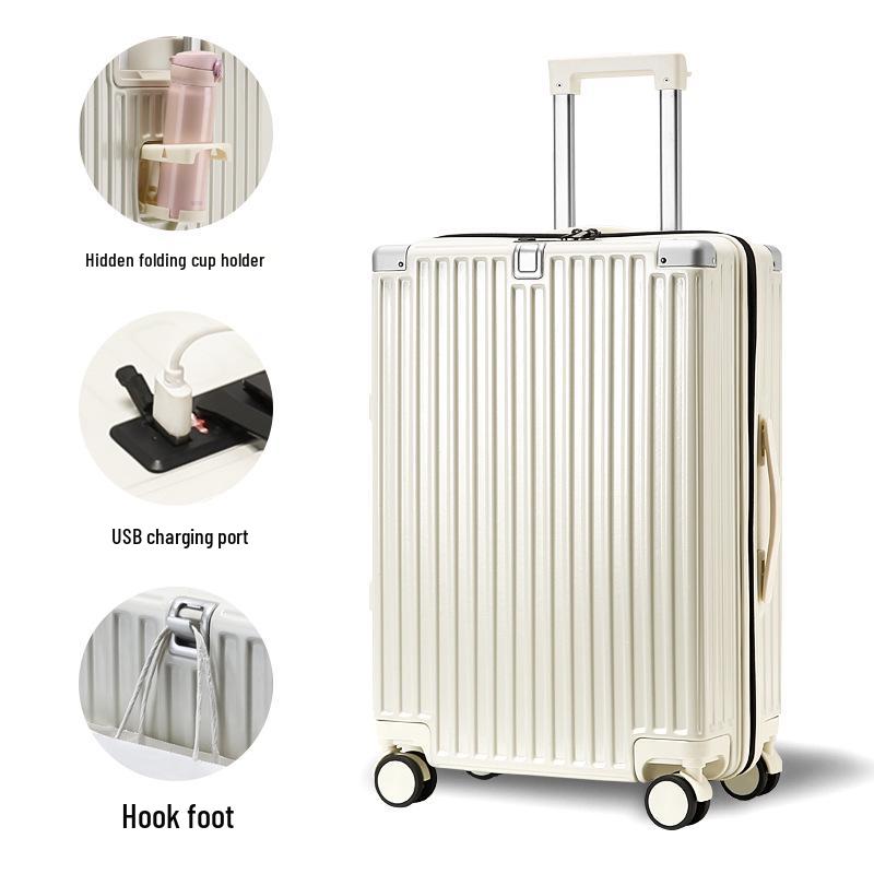 

Женский многофункциональный 20-дюймовый перезаряжаемый чемодан для ручной клади с бесшумными колесами, алюминиевой рамой и большой вместимостью 28-inch