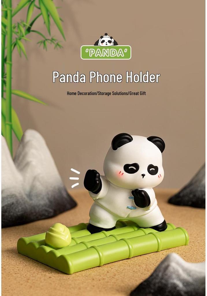 Guochao Panda Phone Holder: Cute Desk Stand for Watching Dramas & Office Use, Cartoon Pet Ornament Gift