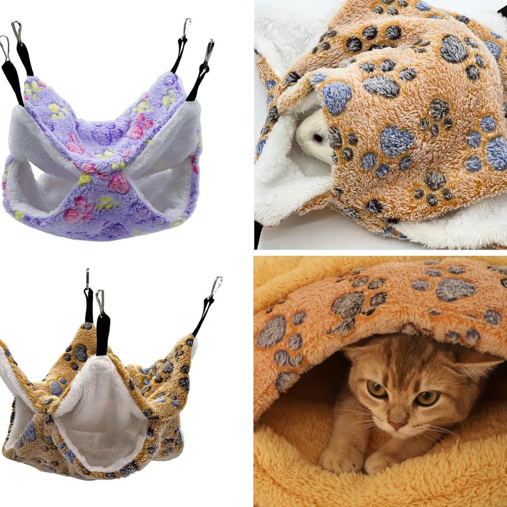 Rat Hammock Cage 2pcs Layer Warm Hanging Bed Chinchilla Hamster Pet Resting Tent