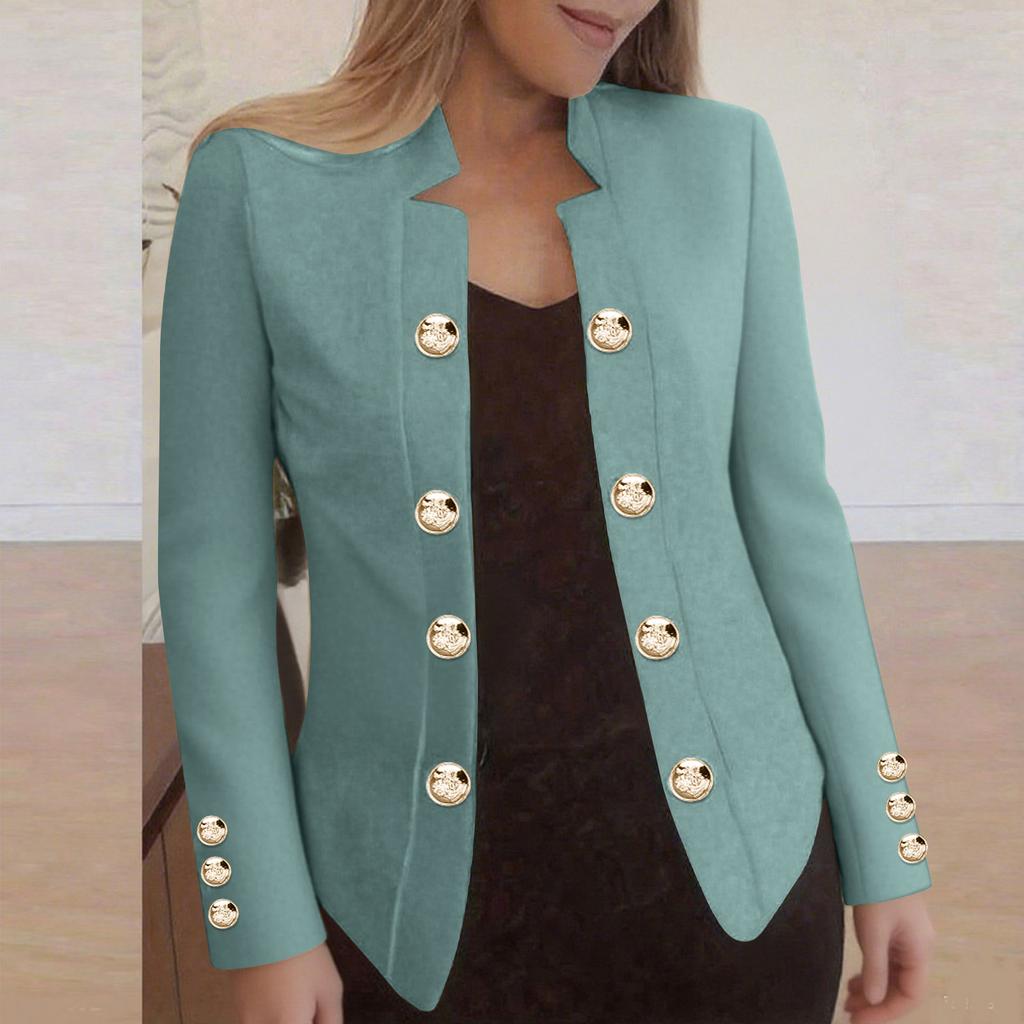 Fashionable Women's Solid Color Casual Long-sleeved Button Cardigan Jacket
