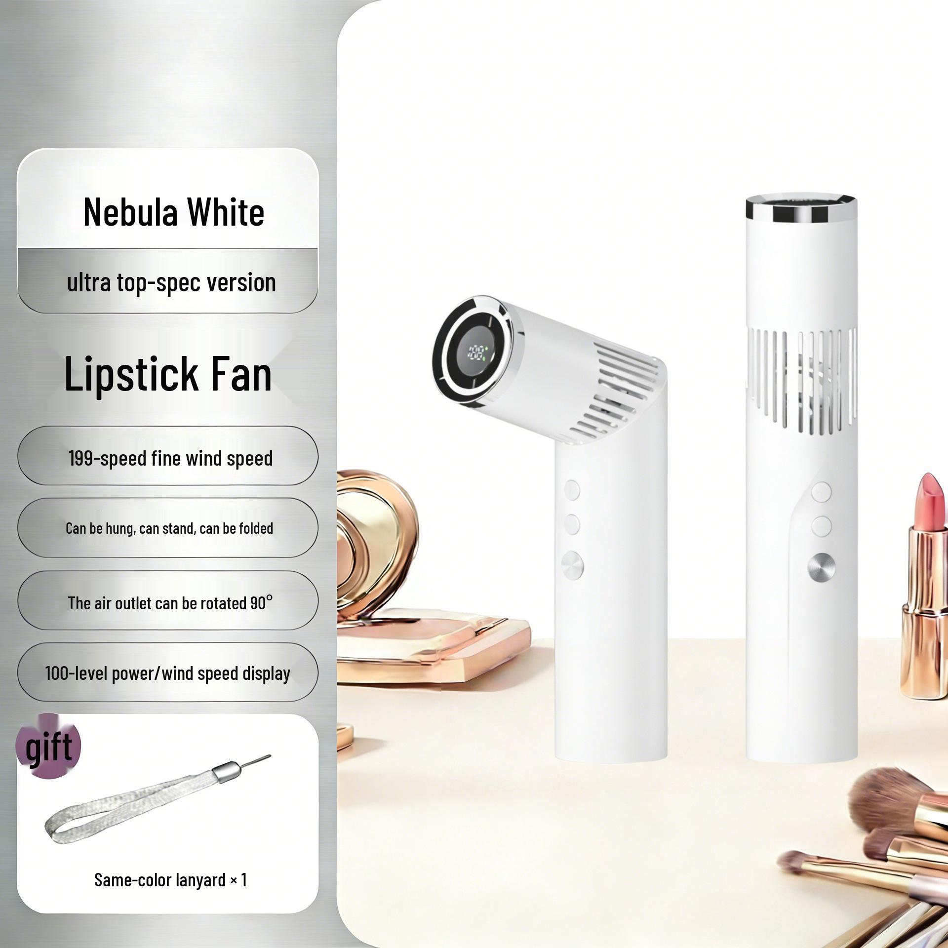 

2026 Lipstick Handheld Folding Fan: Silent, Long Battery, Strong Wind, 199-Speed Digital Display for Outdoor Use. 32.5mm x 163mm