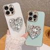 Applicable To IPhone16Promax Mobile Phone Case Love Rhinestone Stand Apple 15/14/13 High-end Sense