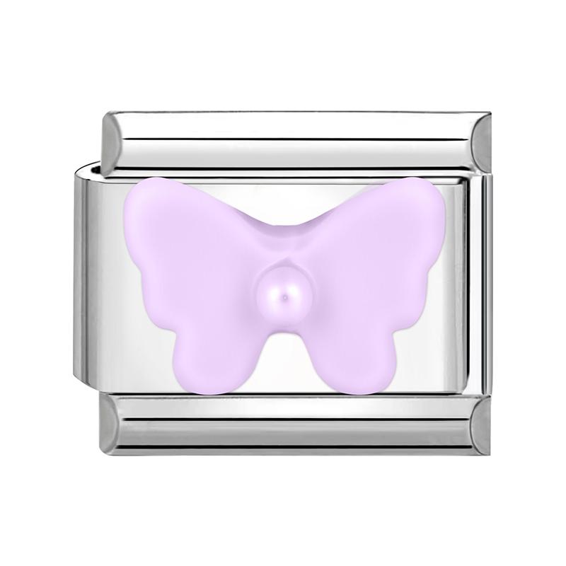 Sweet Cute Bow Knot Butterfly Pink Blue Heart Italian Charm Links Fit 9mm Stainless Steel Bracelet Women DIY Making Zircon Gift