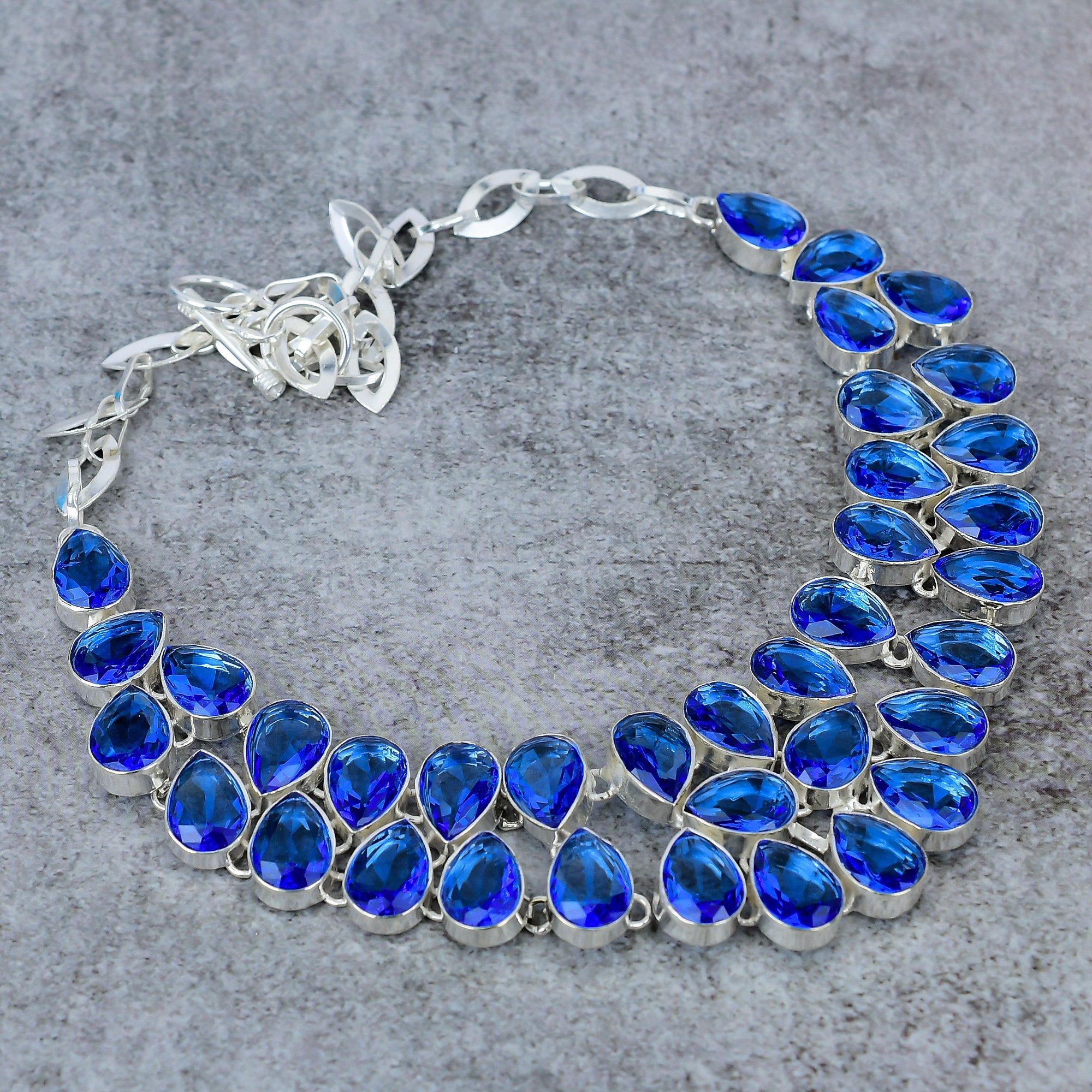 

Tanzanite Quartz Gemstone Handmade 925 Sterling Silver Jewelry Necklace 18 M-327