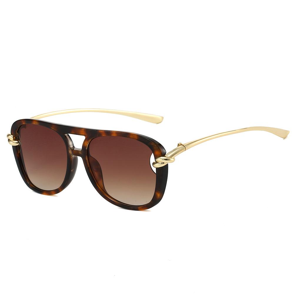 

2509 Knotted Aviator Sunglasses for Men Women, Retro Stylish Pilot Sun Glasses, Fashion Personalized Double Bridge Shades 512359 as shown