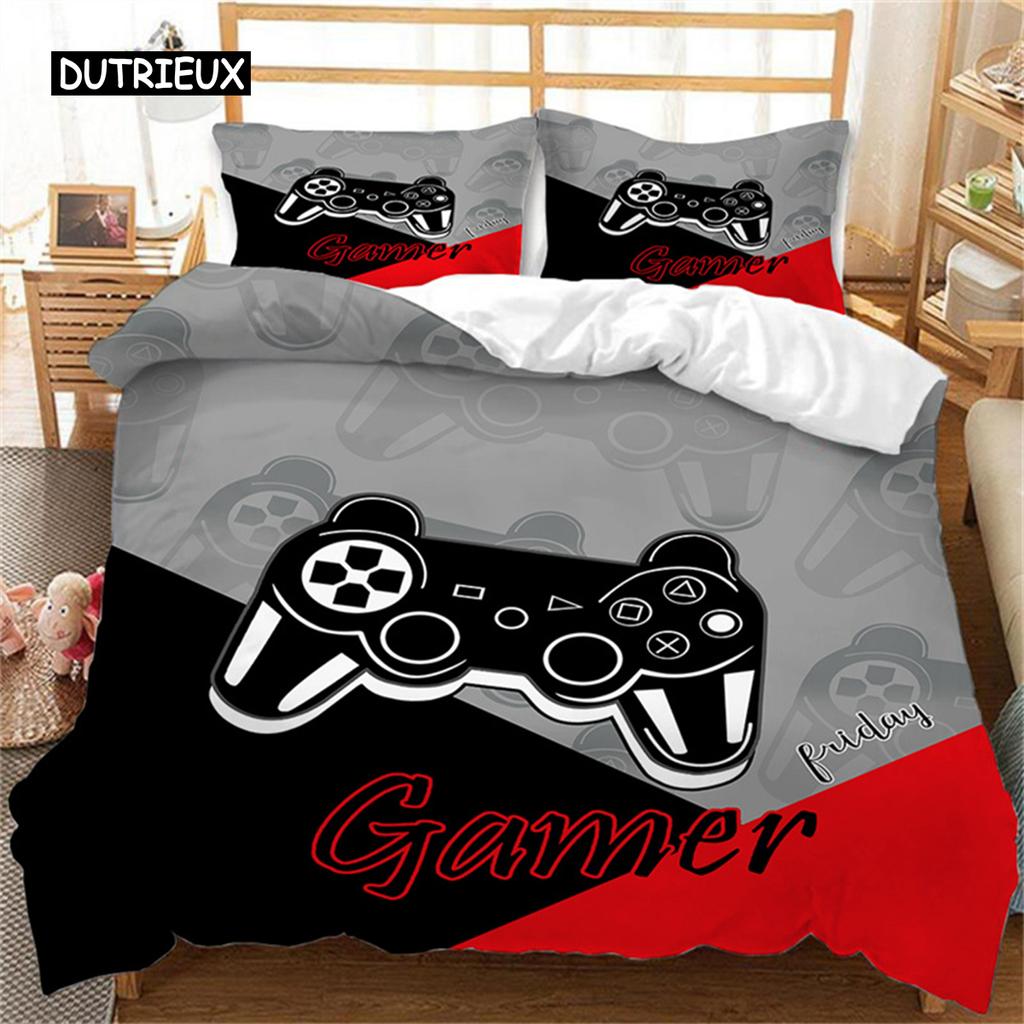 Games Duvet Cover Kids Gamepad Bedding Microfiber Video Game Controller Comforter Cover Twin Full for Teen Girl Boy Bedroom