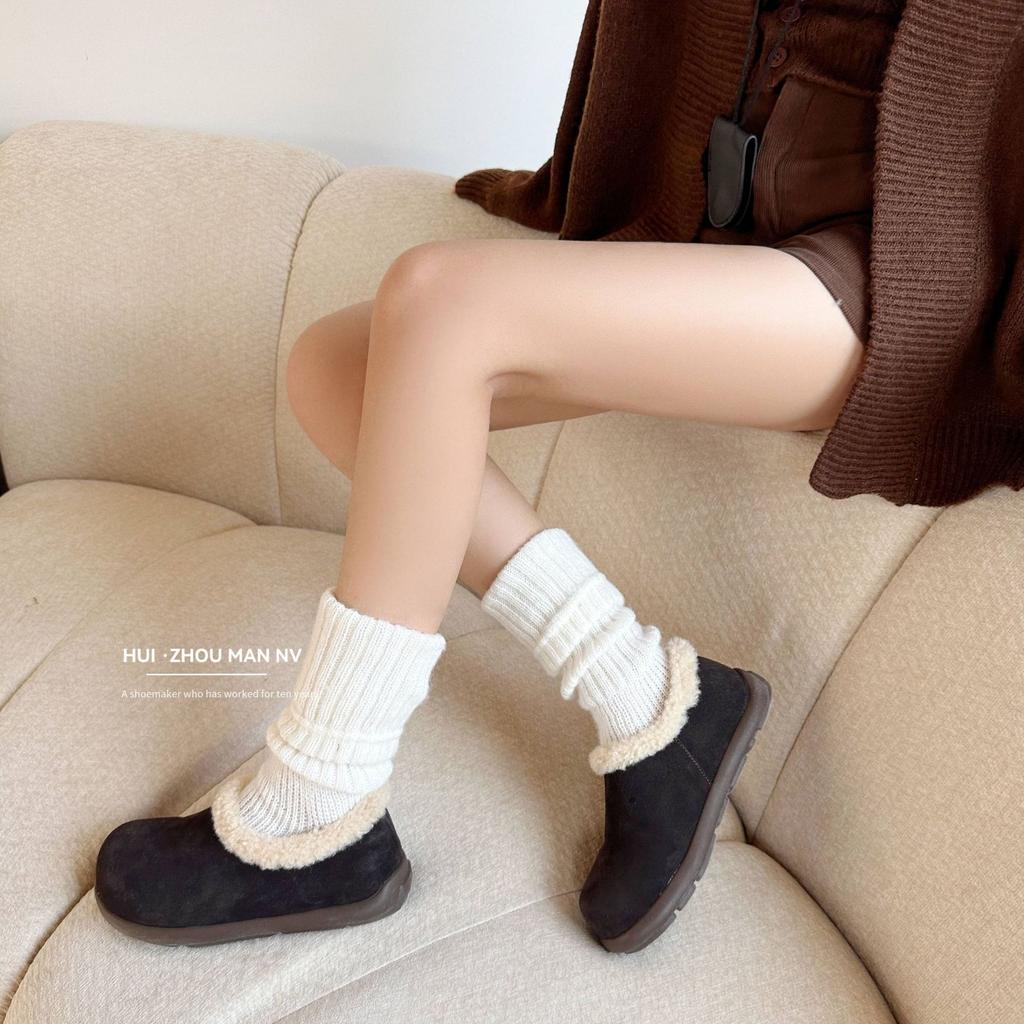 Wool Version~ Leather Retro Small Potato Velvet Boken Shoes Women's New Winter Warm Thickened Cotton Shoes Snow Boots
