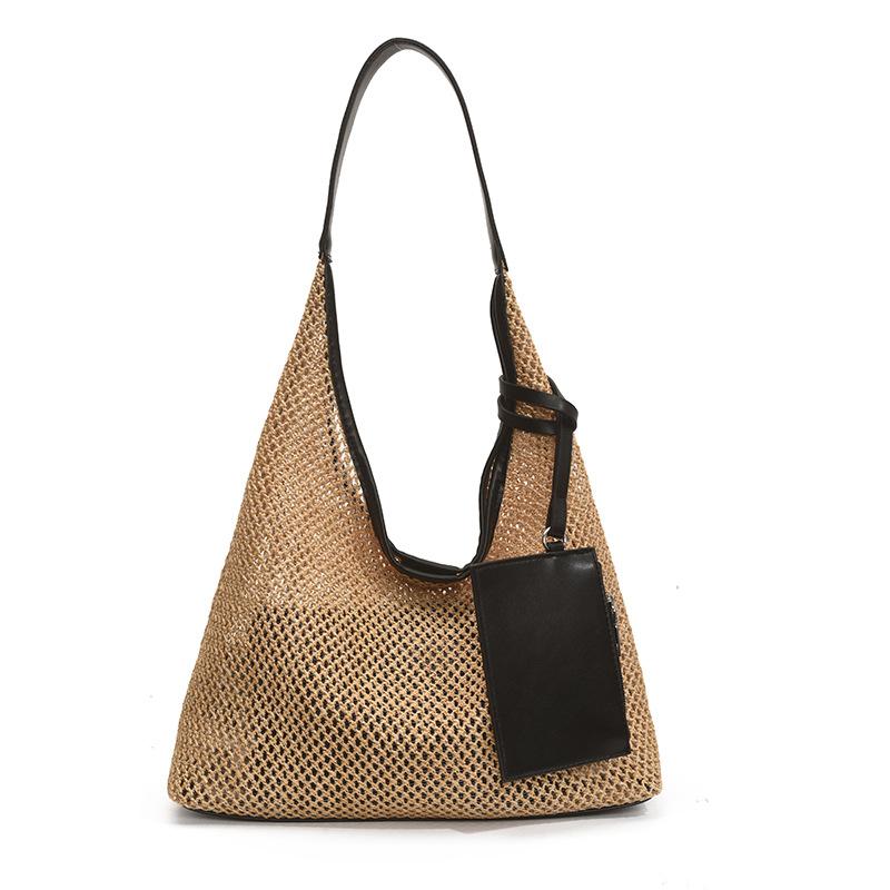 

New Women s Handheld Woven Bag Women s Fashion Seaside Beach Vacation Shoulder Bag чорний