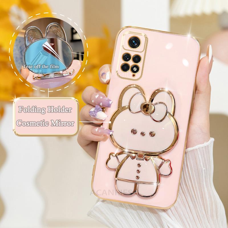 

Note11s Роскошный чехол-держатель для зеркала с покрытием для Xiaomi Redmi Note 11 Pro 4g 5g 11s 11pro Plus 10 10s 9 9s Силиконовый чехол-подставка Redmi Note 7 Pro