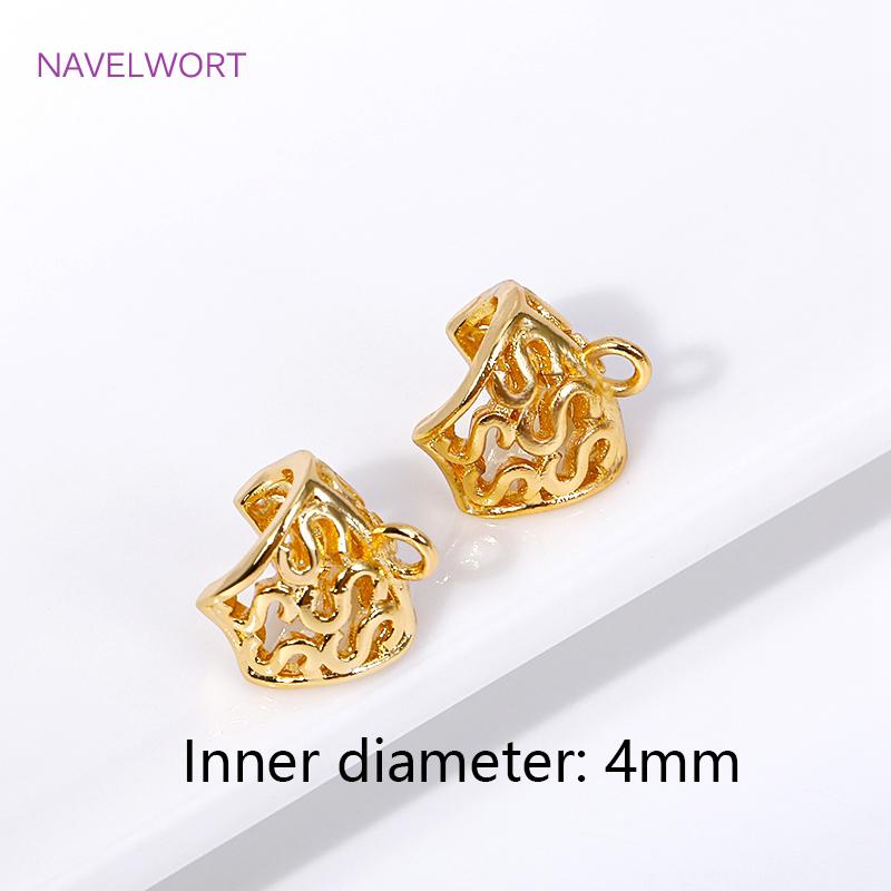 18K Gold Plated Brass Metal Hollow Pattern Opening Spacer Beads Charms Pendant Bail Connector For DIY Jewelry Making Supplies