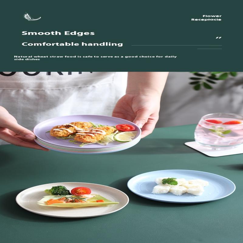 5Pcs/Set Nordic Wheat Straw Plate Fruit Vegetable Plate Bone Spitting Plate Tableware Plate