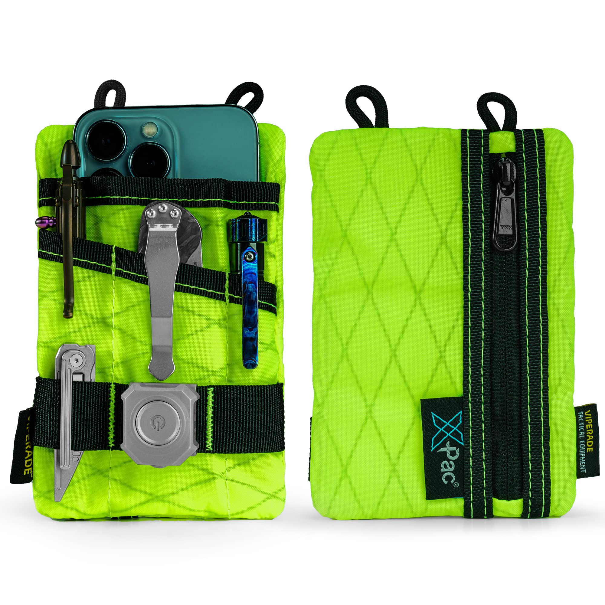 

VIPERADE VE1 Pocket EDC EDC Pocket Organizer for Best EDC Organizer X-Pac Organizer, Men s Pouch, Storage, (XPAC-Hot Lime)