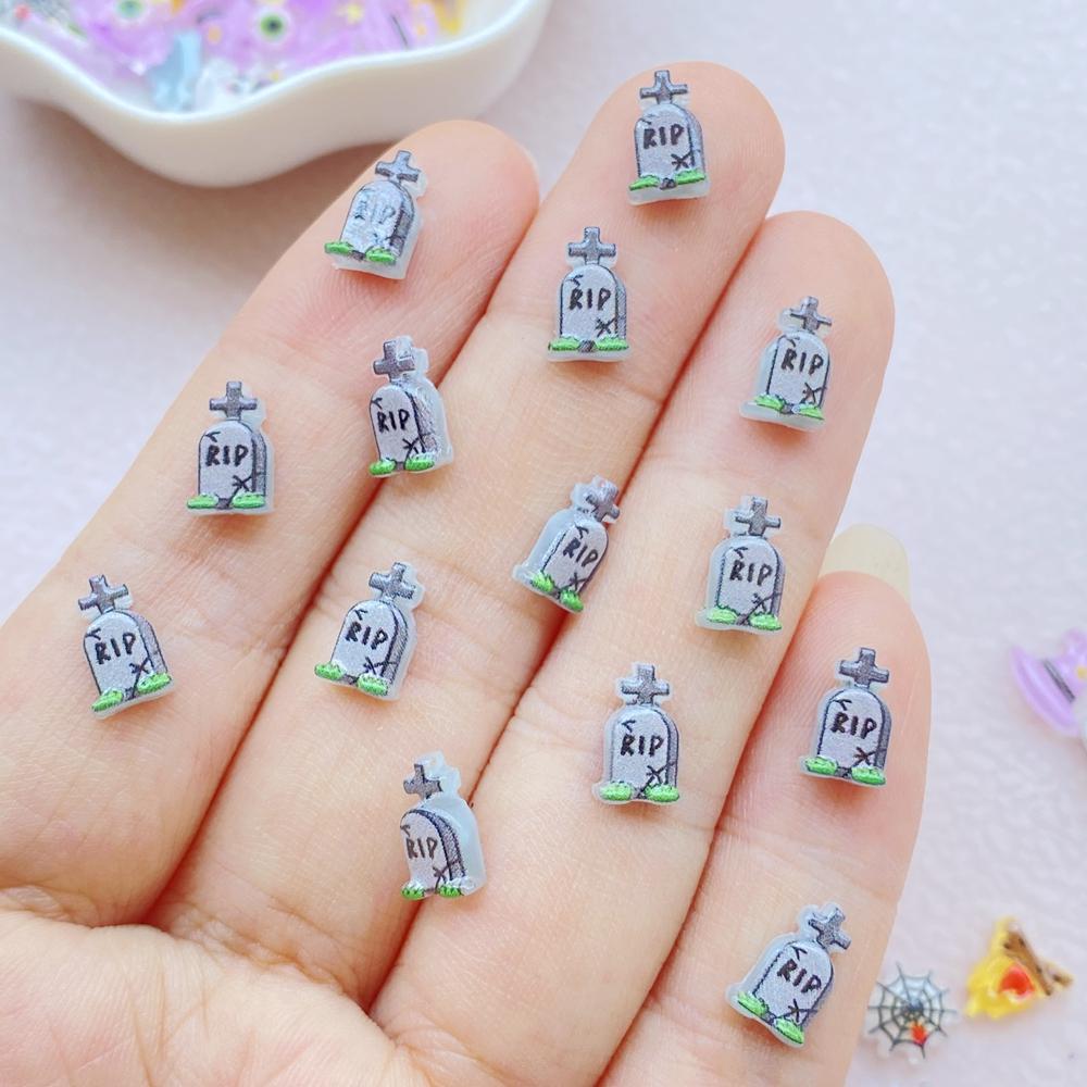 100PCS Halloween 3D Nail Art Decoration Charms Supplies Kawaii Cartoon Halloween Series Accessories Resin Parts Manicure Decor