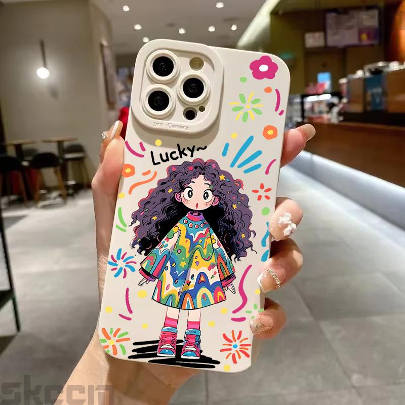 Cute Cartoon Little Girl Printed Silicone Case For Samsung Galaxy S25 Ultra S24 Plus S23 S22 S21 S20 FE A55 A54 A15 A35 Cover