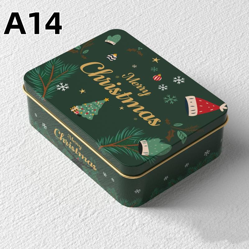Christmas Tinplate Candy Tin Can Metal Box Cartoon Elk Santa Claus Letter Printed Xmas Candy Cookie Tea Storage Gift Case