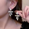 Fashion Geometric Bow Flower Pearl Earrings Women'S Premium Versatile Small Fragrant Wind Earrings