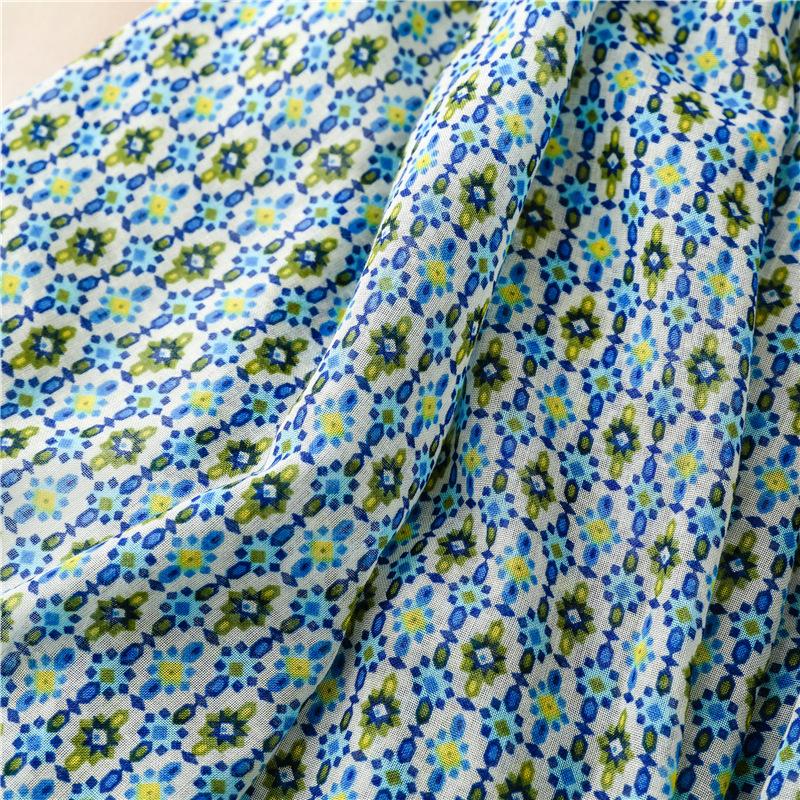 Scarf Female Retro Ethnic Style Bohemian Balinese Yarn Blue Flower Travel Sunscreen Photo Shawl Silk Scarf Women