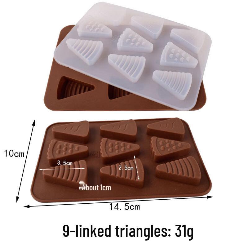 MDNG 9-Cavity Triangle Silicone Molds for Chocolate Candy & Biscuits - 3-Pack