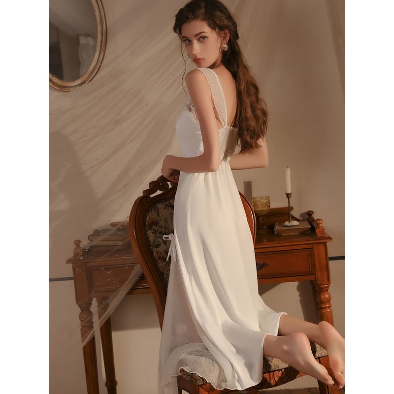 Good Morning with You: Court Style French Fairy Nightdress Long Ankle Dress Padded Pajamas Sexy Pure Desire