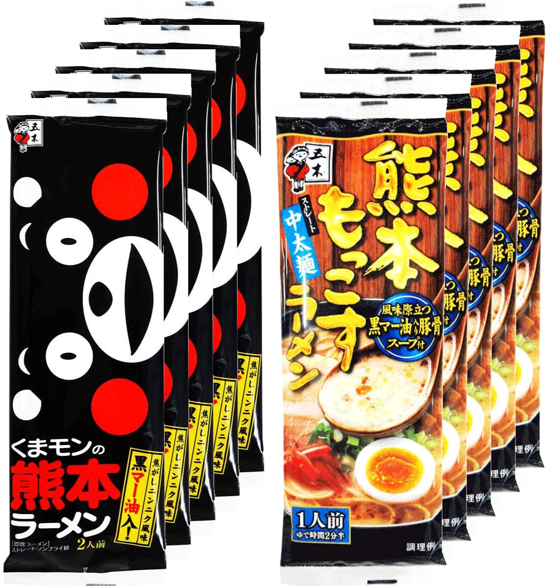 Itsuki Foods Кумамон Кумамото Рамен Кумамото Моккосу Рамен порции Всего 10 штук [Набор] & (5 каждый)