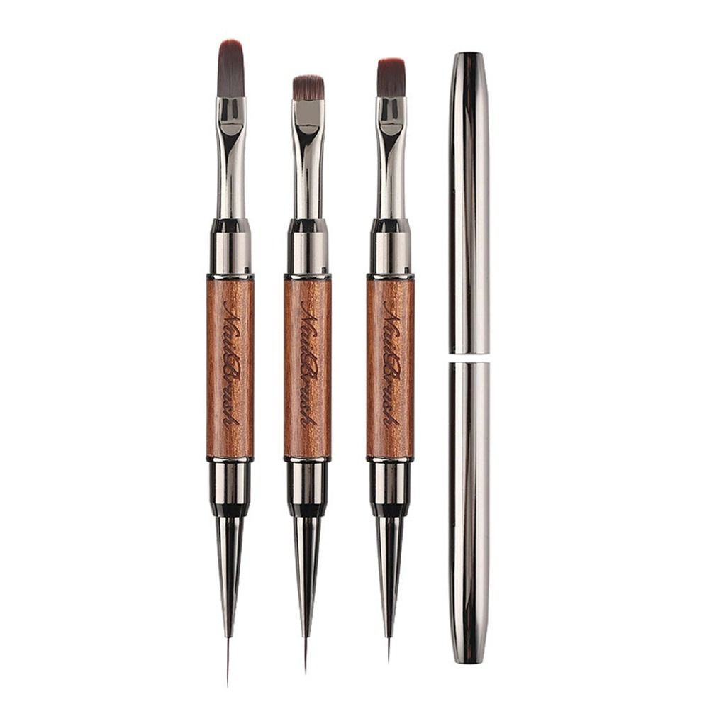 Sandalwood Pole Nail Art Brush Dual-ended UV Gel Brush Durable Nail Liner Brush  Salon Use