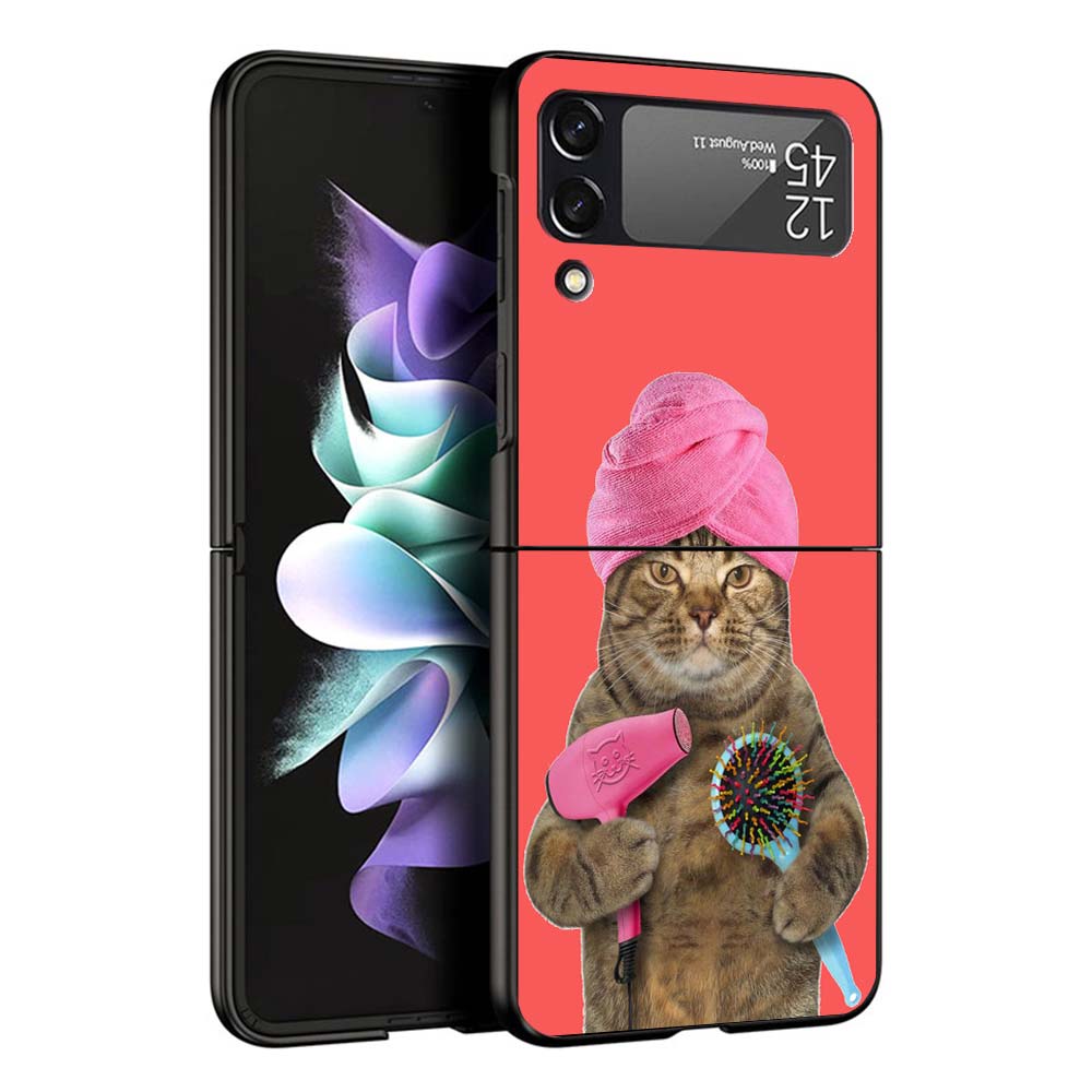 Cute Cartoon Lucky Cats Phone Case For Samsung Galaxy Z Flip7 Flip6 5G Flip5 Flip4 Flip3 ZFlip 7 6 3 4 5 Shockproof Back Cover G
