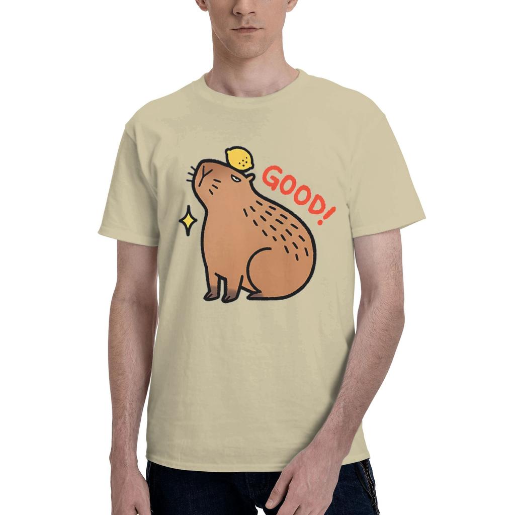 Men's Print Funny Capybara Graphic T-Shirts Cute Animal Cotton Tops Beach Short Sleeve T Shirt O-Neck Tee Shirt Plus Size 5XL