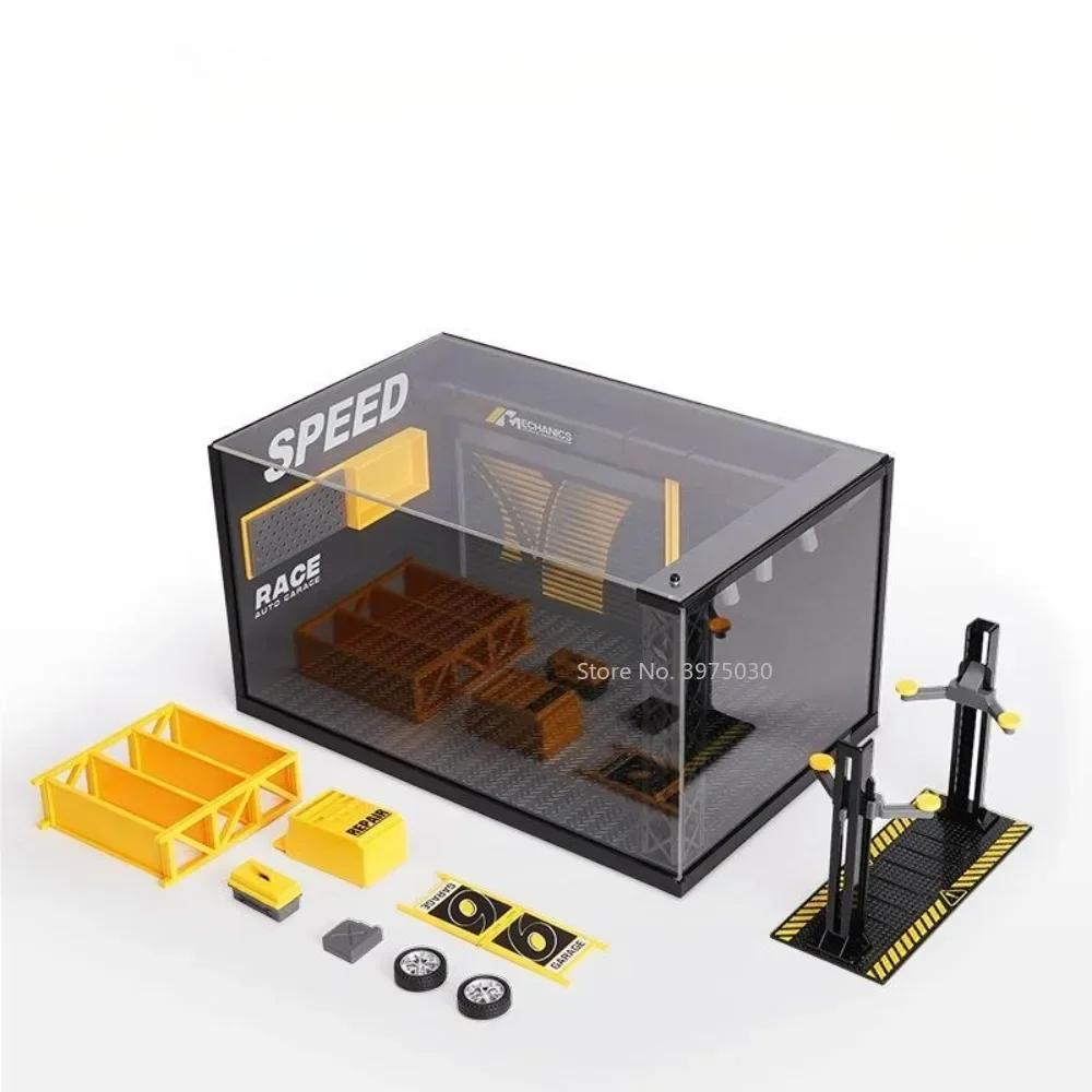 1:24 Skala Legierung DIY Wartungswerkstatt Miniaturmodellautos Spielzeug mit Licht Simulierte Garage Szene Modelle Jungen Dekoration Geschenke gray
