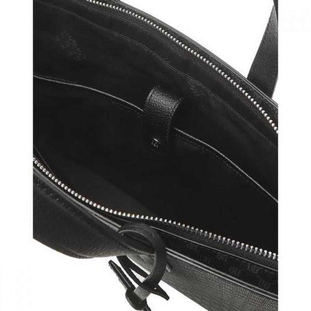 Daks Black Leather Tote Bag With Logo Pattern Dbba2e601bk