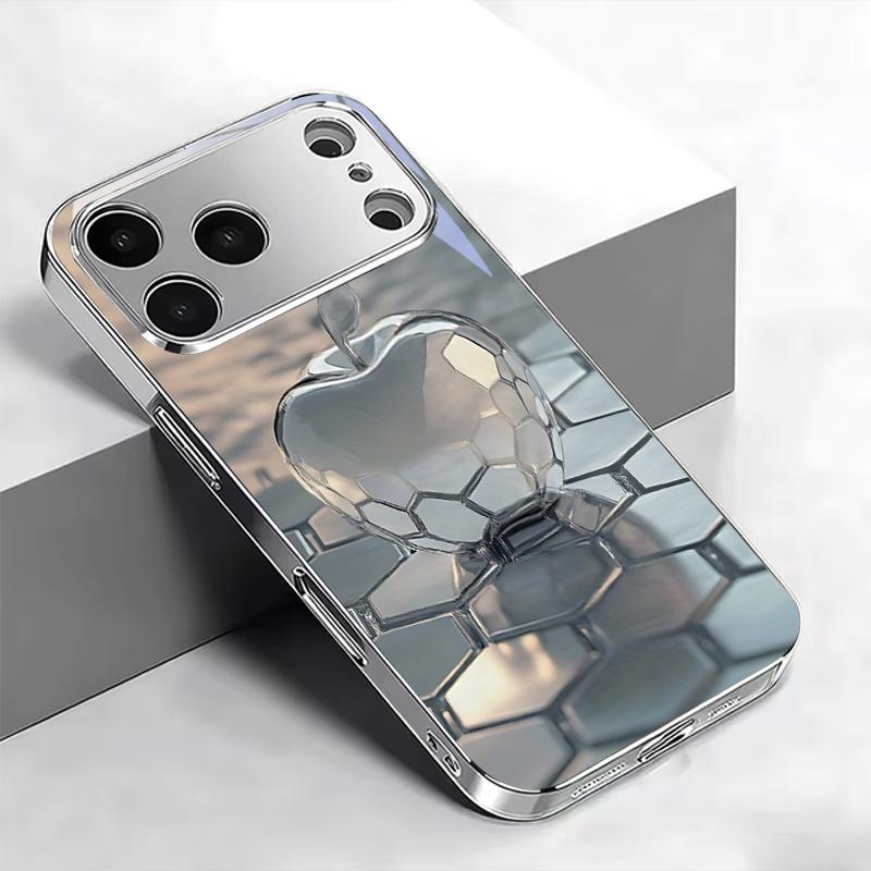 Honeycomb Crystal Fruit Electroplated Silver Phone Case For iPhone 16 17 15 14 13 12 11 Pro Max Plus 16E 17Air XR 7 8 XS Cover