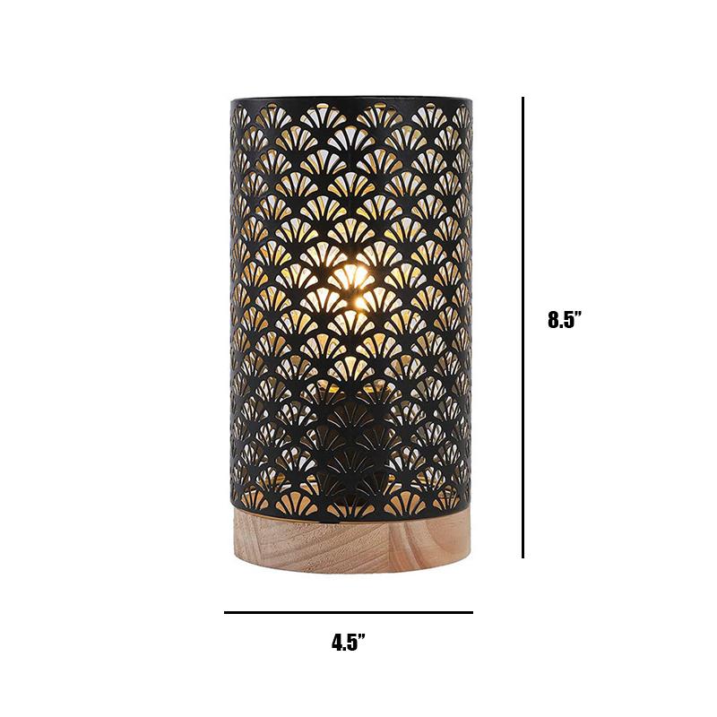 Fan Pattern Hollow Table Lamps Warm Light Vintage Lamp Lantern Bedroom Bedside Desk Light For Wedding Home Decor