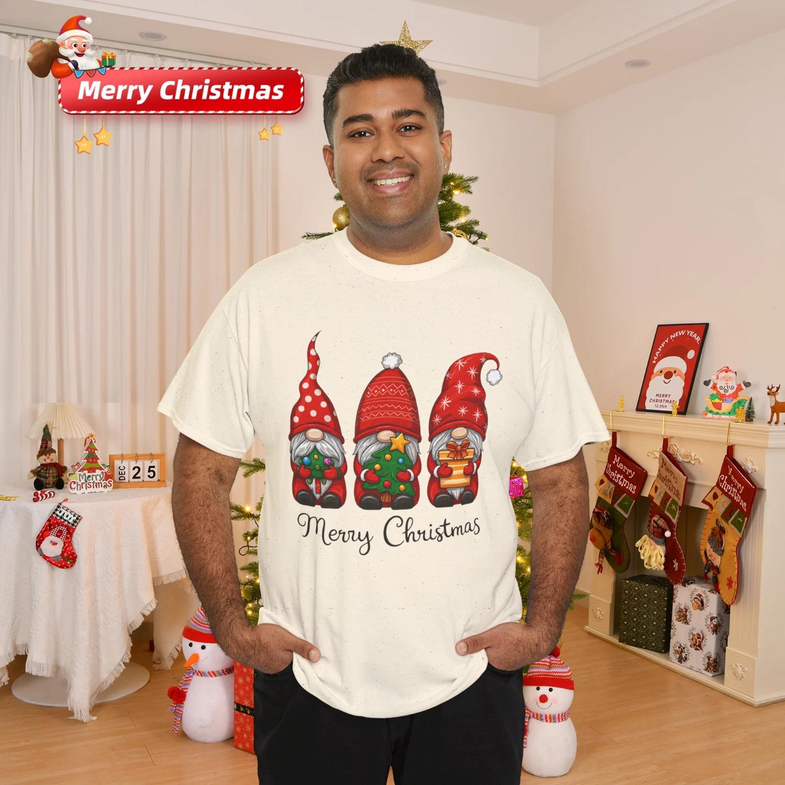 Merry Christmas Gnomes Cute Holiday Cartoon Tree Gift Winter Graphic T- Shirt S